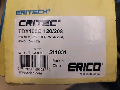 Erico Critec TDX100C120208 Compact TDX Panel Surge Protector 100 kA 120/208 V