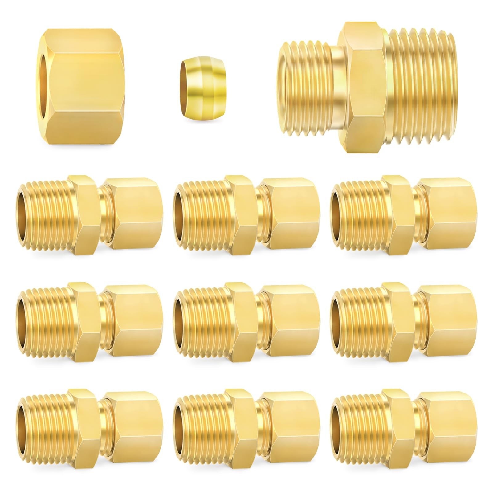 ChillWaves Brass Compression Tube Fitting, 1/8" OD x MNPT, Yellow