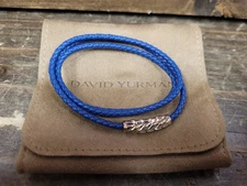 David Yurman Triple Wrap Chevron Bracelet 3mm X 3 w 7mm clasp Blue