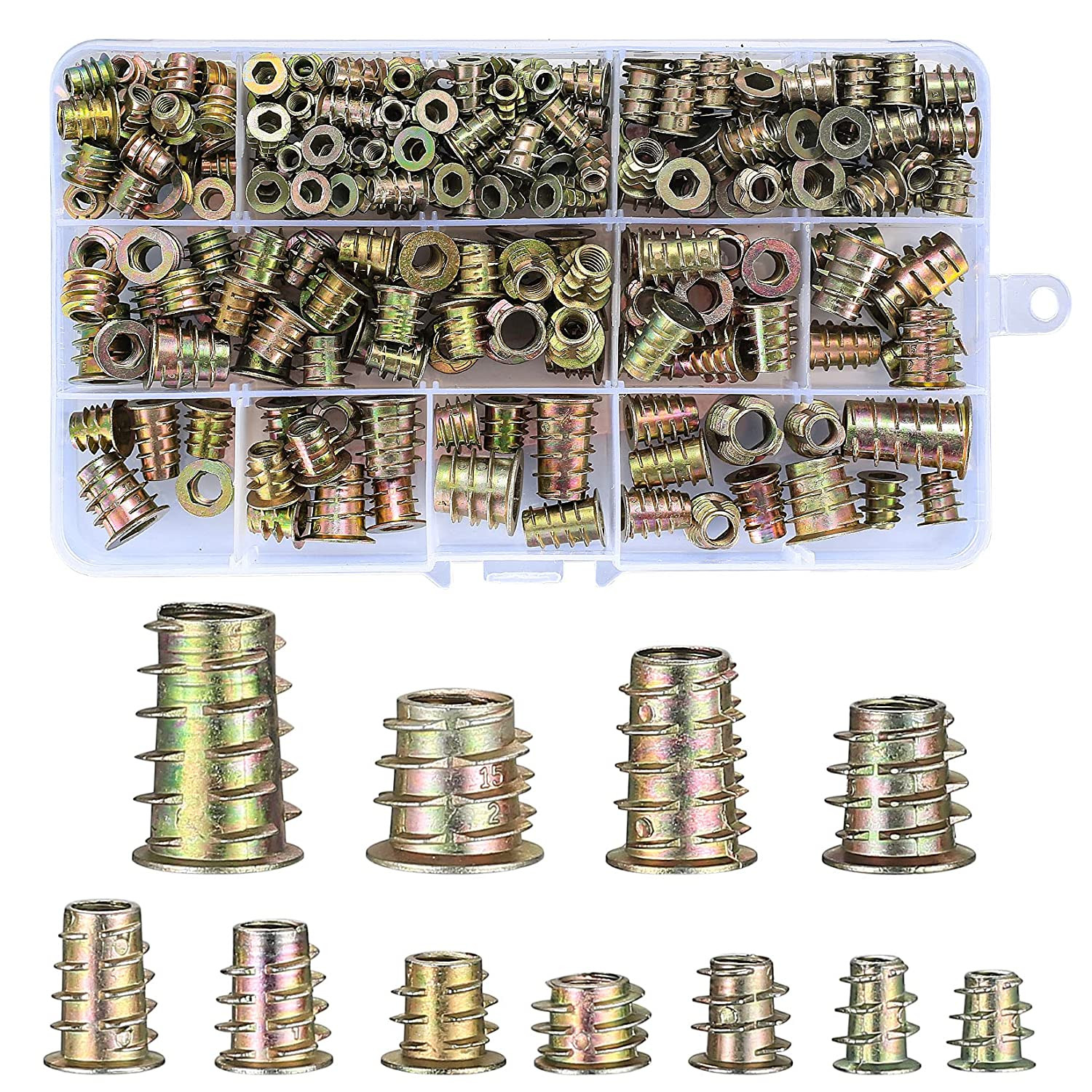 230 Pcs Threaded Inserts Nuts Assortment Tool Kit - 11 Sizes Metric M4/M5/M6/M8/