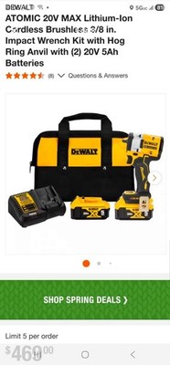 DeWalt DCF923P2 ATOMIC 20V MAX 3/8-in Cordless Hog Ring Anvil Impact Wrench Kit