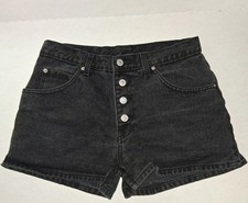 Vintage 90s Jordache Faded Black Denim Button Fly Shorts 11/12 Grunge Aesthetic
