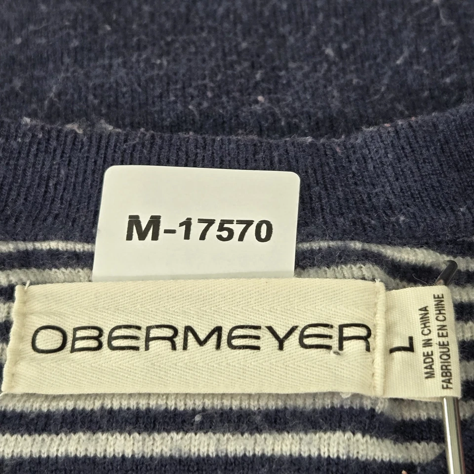 Suéter Obermeyer Mujer L Azul Marino Merino Nylon Lana Rayas Fair Isle Foto 2 de 4