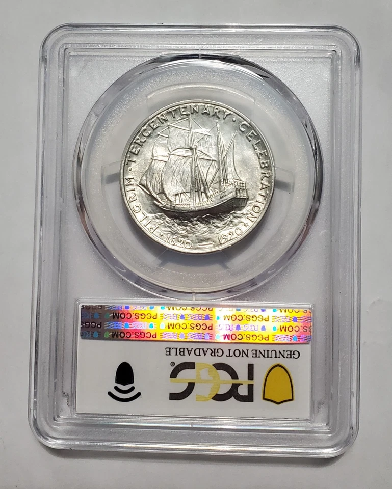 1920 Pilgrim Silver Half Dollar PCGS Genuine UNC Detail - Image 2 of 2