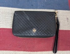 Tory Burch Long Black Leather Wallet Shiny Zip Around
