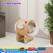 Modern Wooden Spaceship Warm Cozy Pet Beds Space Capsule Wooden Pet Cats House