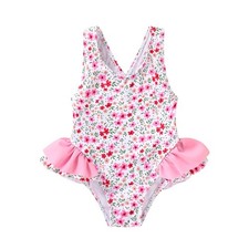 Toddler Girl One-Piece Swimsuit Stripe Floral with Bowknot Bathing Suit