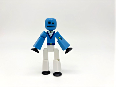 Blue White Shirt Stikbot Plastic Robot For Creating Stop Motion Animation