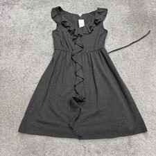 J. Crew Ruffles Mini A-Line Dress Womens Medium Dark Gray Sleeveless V-Neck NWT