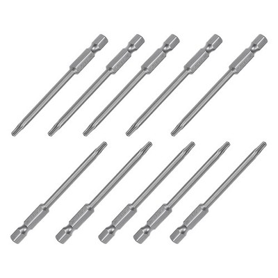 10PACK T15 Magnetic Security Torx Screwdriver Bits 1/4'' Hex Shank 75mm Length