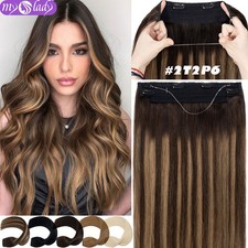 Thick Wire In 100 Remy Human Hair Extensions Russian Hair Hidden Ring Hairpiece