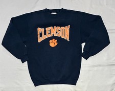 Vintage Clemson Tigers Sweatshirt Mens Large Blue NCAA Football M J Soffe 90s