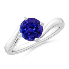 Sterling Silver Round Blue Sapphire Gemstone Solitaire Mother Ring Jewelry US 7