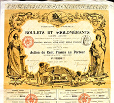Comp. Gen. Boulets Et Agglom&eacute;rants Paris 1912 hist Aktie +Kup Frankreich E. Alix