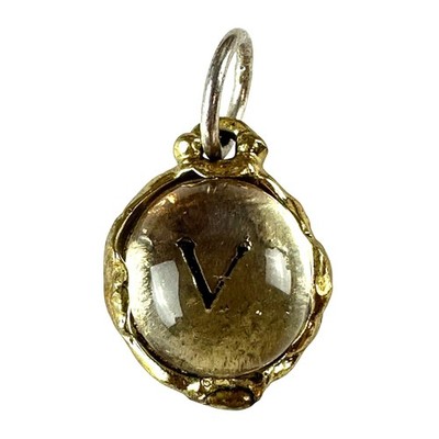 Waxing Poetic Brass Intra Insignia Charm ''V'' Monogram Initial