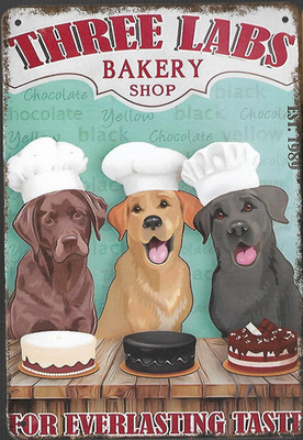 THREE LABS BAKERY SHOP Tin/Metal Sign 5.5''X 8'' NEW - FREE SHIPPING