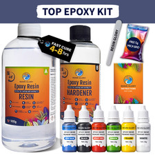 750g Fast Cure Epoxy Resin Kit 2:1 + 6 pigments Craft Mould Casting Clear Art UK