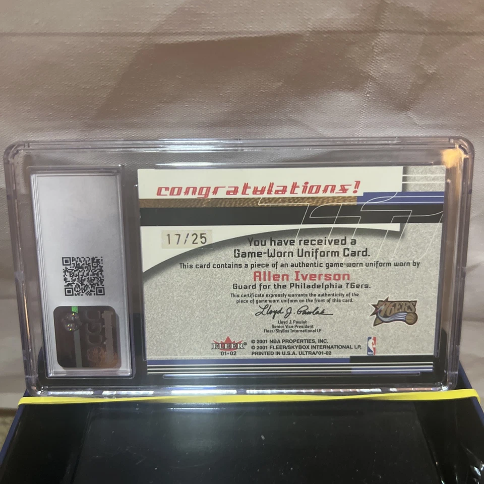 Camiseta deportiva Ultra AI Platinum Medallion 2001 usada en juegos rara CGC ¡Nm+ 7,5 17/25! Foto 2 de 2