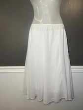 Standard Long Half Slip Womens Medium White Elastic Waist Lingerie Made USA