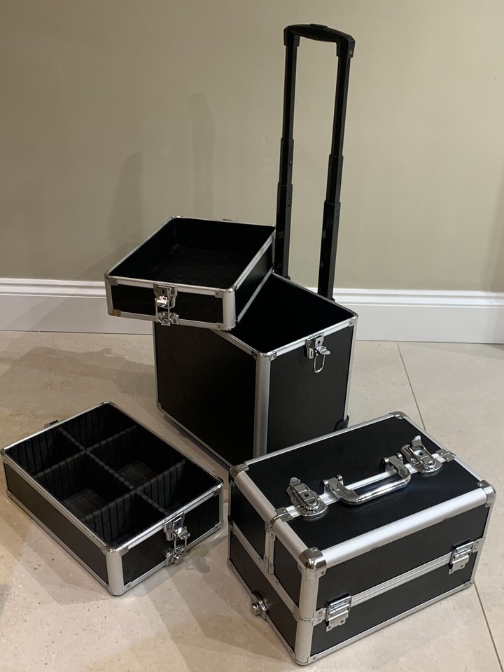 Rolling Cosmetic Case Makeup Trolley Case on Wheels 4in1 Beauty