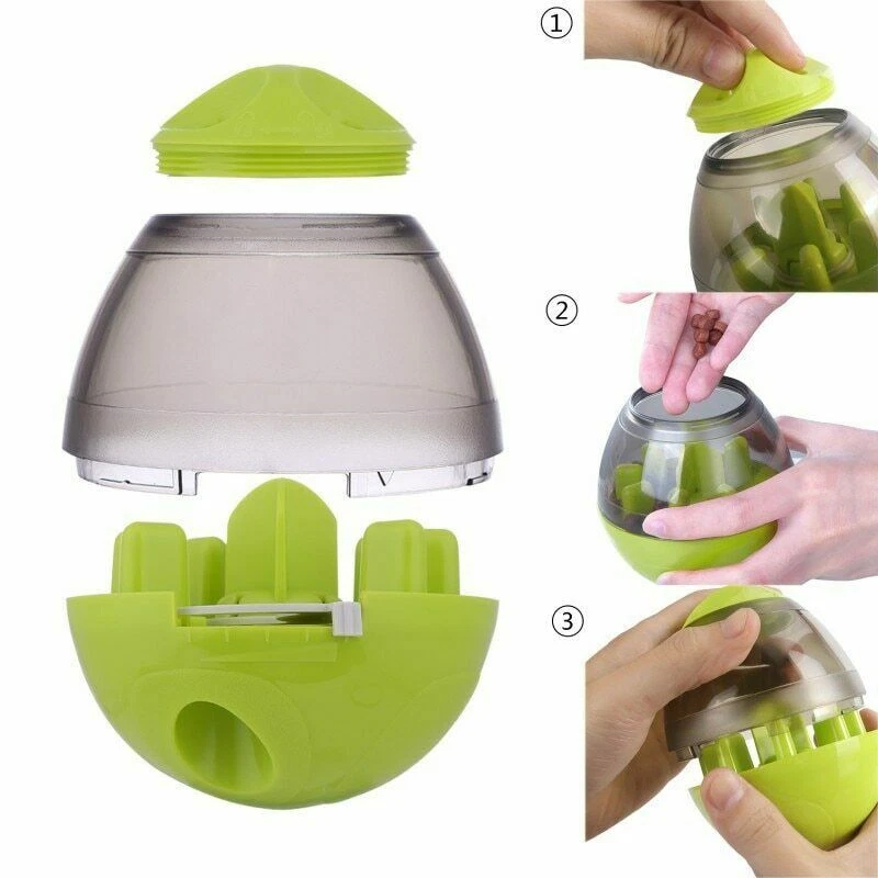 Dog Food Balls Tumbler Pet Puppy Feeder Dispenser Bowl Toy Leak Food Interactive - Image 2 of 4