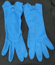 Vintage Ladies Blue Nylon Hand gloves Size 6.5