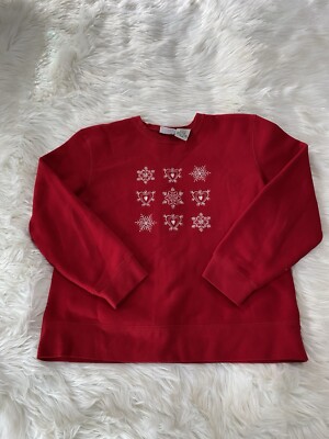 Classic Elements Ladies Red Snowflake Pullover Sweater Sz S