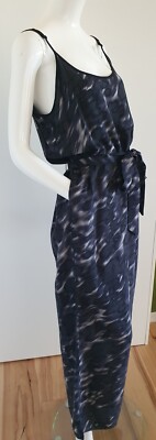 Jorge Sz 12 90s Style Slip Dress Sleeveless Adjustable Straps Grey & Blk Print