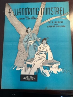 A Wandring Minstrel Sheet Music Mikado Arthur Sullivan Japanese Cover Art TX