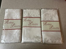 Vintage Napkins 3 packs of 4 Linens N Things Radiant Poinsetta Damask Ivory