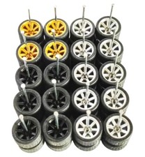10 Sets - Mixed Color 7 Spoke - Hot Wheels Rims  Real Riders Rubber Tires 1/64