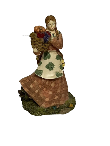 pretty woman figurine vintage 6 Inch With Fruit Basket