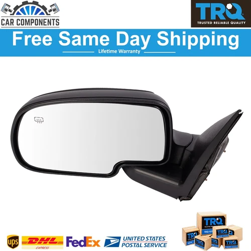 TRQ Power Heated Side Mirror w/ Puddle Light Textured LH For 2000-2002 Chevy GMC