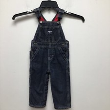 Oshkosh Bgosh Baby Boys Denim Overall Blue Dark Wash Button Pockets 18 Mos