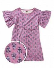 Tea Collection Girls Size 12 ruffles sleeve 100% Cotton Solid dress