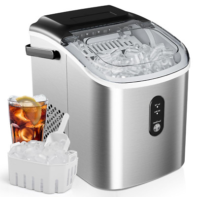 Portable Ice Maker - 26.5Lbs Daily, 9 Cubes in 6 Mins, Auto-Clean, Silver