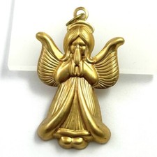 Angel Charm Guardian Angel Pendant Brass Metal Stamping Religious Jewelry