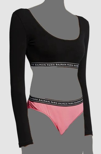 $405 Balmain Womens Black Long-Sleeve Elastic-Band Jersey Crop Top Size  IT38/US4 8032674356383 | eBay