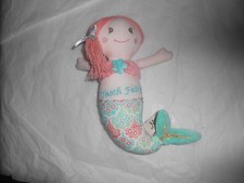 maison chic plush mermaid tooth fairy ovey baby 9" pink yarn hair flowers