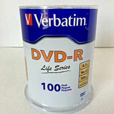 Verbatim Life Series 16x DVD-R 4.7GB 120 Minute Discs - Pack of 100