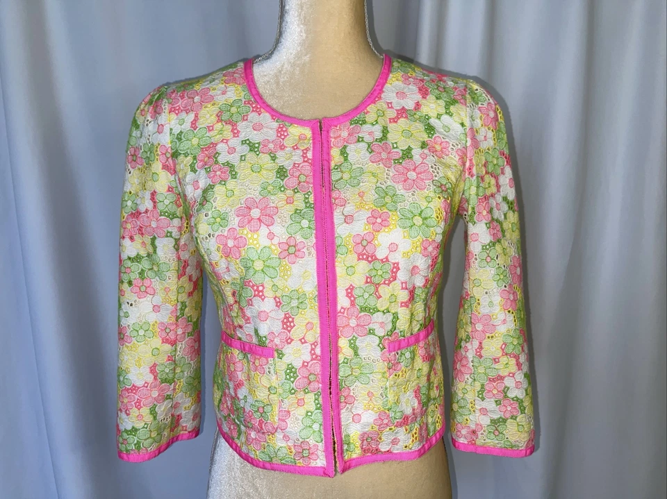 Blazer Lilly Pulitzer 'Nelle' Encaje Floral Manga 3/4 Talla 4 Foto 2 de 4