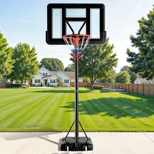 Basketball Hoop 4.2-10FT Adjustable Height 44 Inch PC Backboard for Outdoor