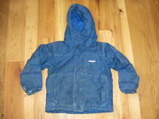 Patagonia Blue Striped Insulated Winter Snow Ski Jacket Hood Boys Small 5-6