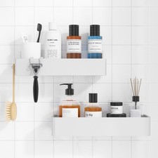 Shower Caddy - 2 Pack Adhesive Shower Organizer, Rustproof Metal Shelves, No-...