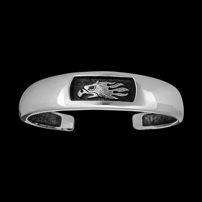 925 Sterling Silver Eagles Bracelet with a soaring fire flame Eagle (XL)