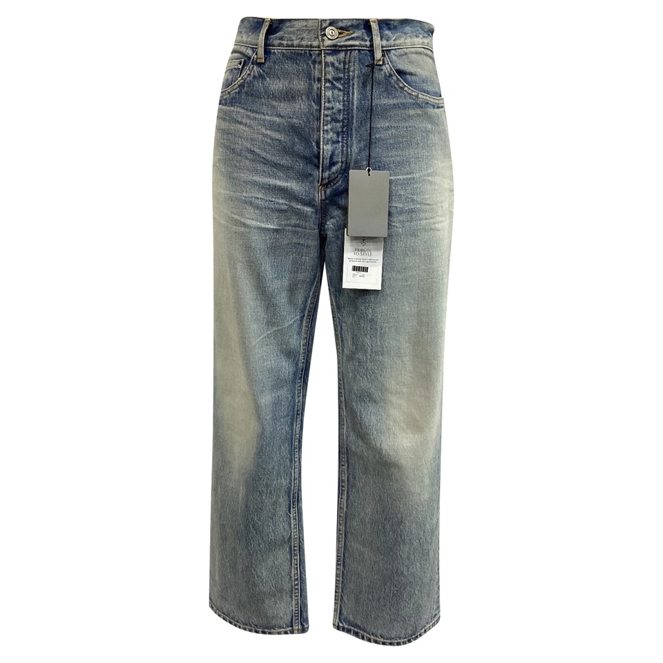 Balenciaga Mid-Rise Washed Tapered Jeans In Denim Women Light Blue Size 26