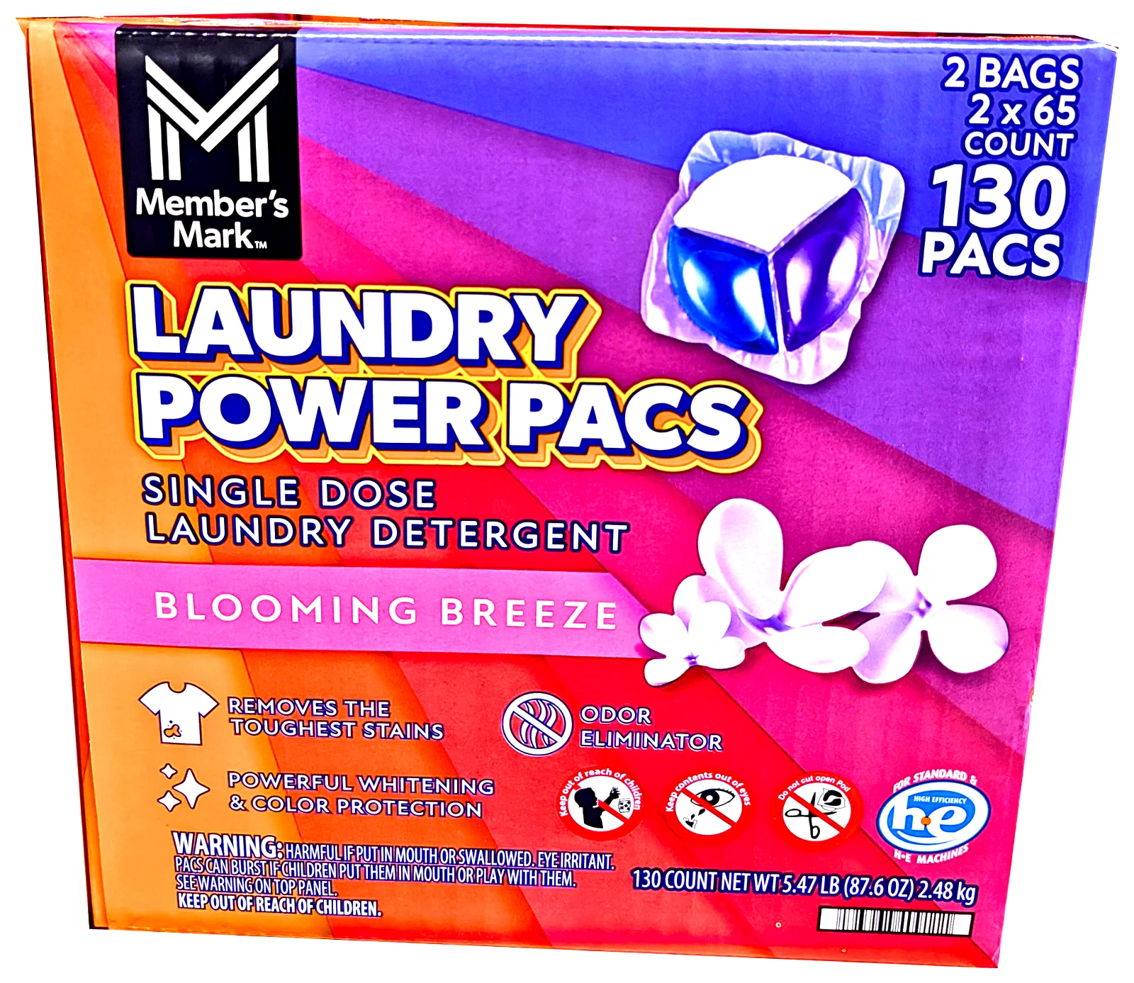 Member's Mark Laundry Detergent Power Pacs Blooming Breeze 130 Count