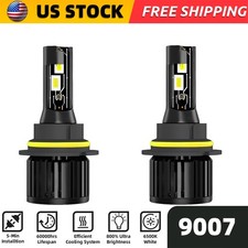 2pcs 9007 Led Headlight Bulbs Kit Highlow Beam Super Bright 6500k Cold White