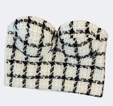 NWT Papaya Checkered Tweed Bustier Corset Sweetheart Neckline Size Small New