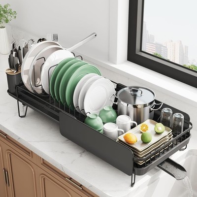 Large Dish Drying Rack Expandable 19.3'' to 29.4'' Dish Rack Kitchen Counter